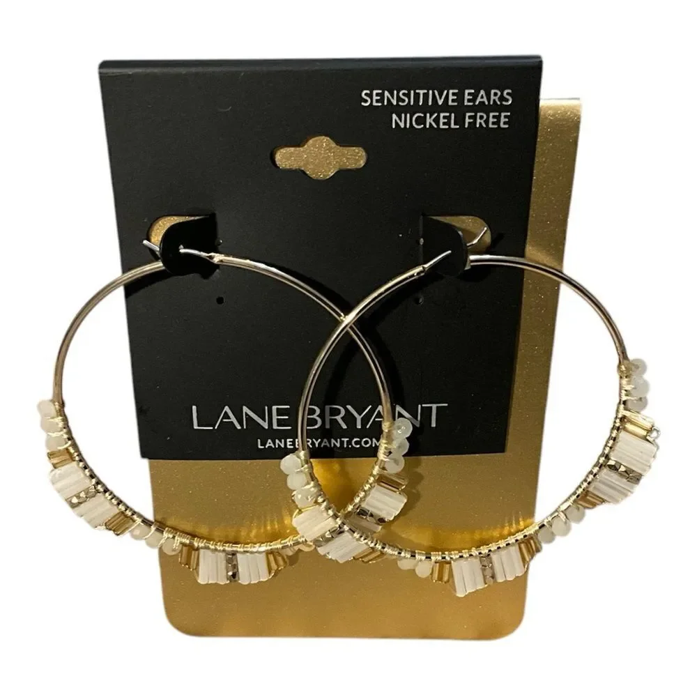 Lane Bryant beaded hoop earrings.  NWT